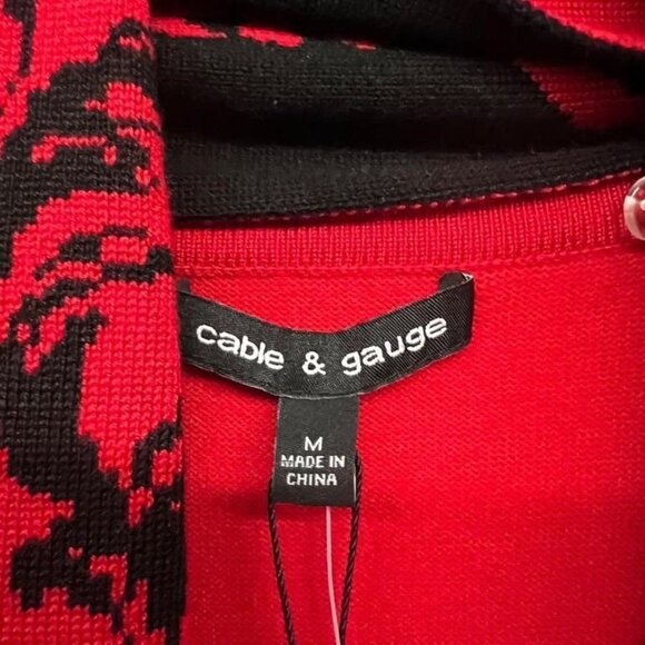 Cable & Gauge for Macy's red long sleeve crewneck sweater coordinating scarf Med - Picture 4 of 5